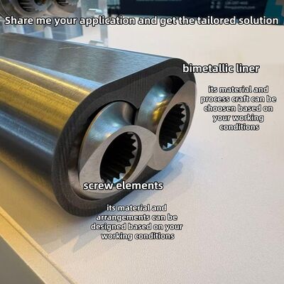 Высокопроизводительный никель-хром-вольфрам-композитный ствол для экструдера с двумя винтами с температурной стойкостью 600 °C и твердостью HRC 58-62